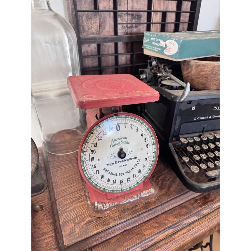 Rusty Vintage Primitive Red Green American Family Scale